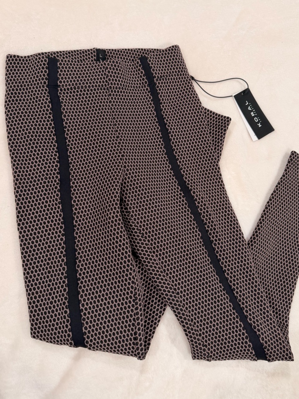 Koral Black & Tan Textured Skinny Ponte Pants